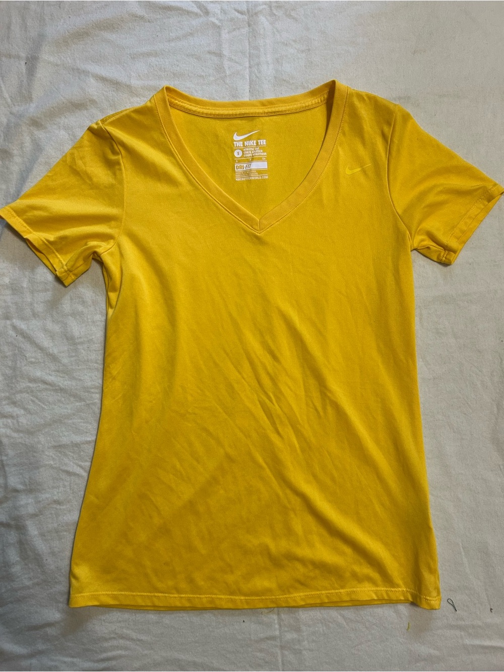 Nike Women's Bright Yellow V-Neck Short Sleeve Tee